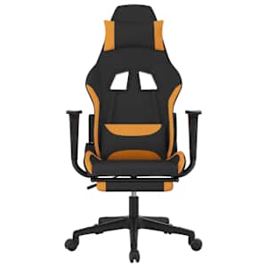 Masážní herní židle s podnožkou černá a oranžová textil - obrázek 3
