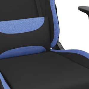 Masážní herní židle s podnožkou černá a modrá textil - obrázek 7