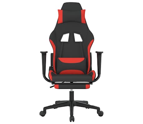 vidaXL Chaise de jeu de massage avec repose-pied Noir et rouge Tissu