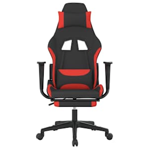 vidaXL Chaise de jeu de massage avec repose-pied Noir et rouge Tissu