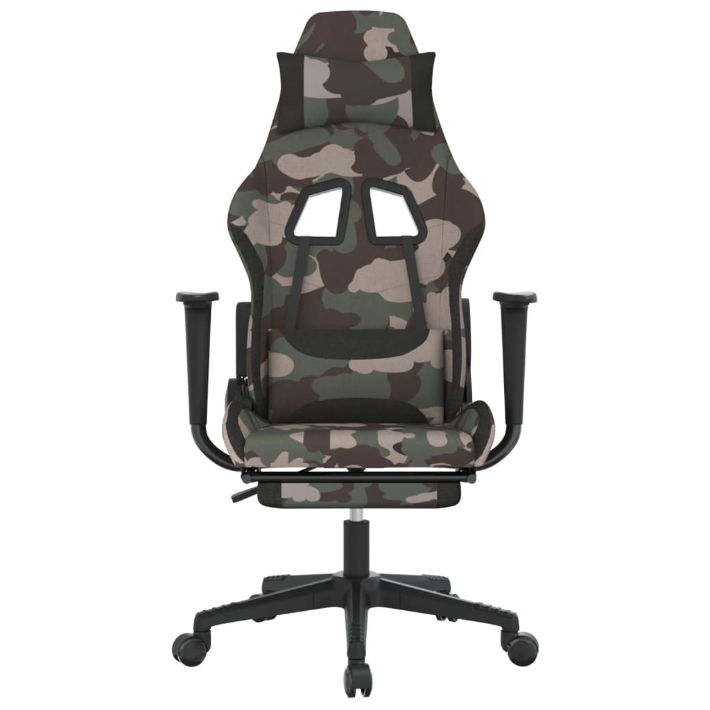 vidaXL Massage Gaming Chair with Footrest Black and Camouflage Fabric