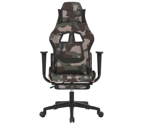 vidaXL Massage Gaming Chair with Footrest Black and Camouflage Fabric