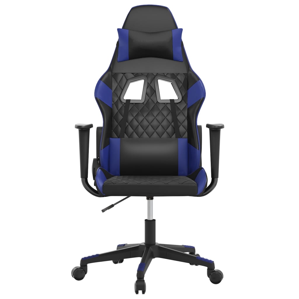 vidaXL Massage gamestoel kunstleer zwart en blauw