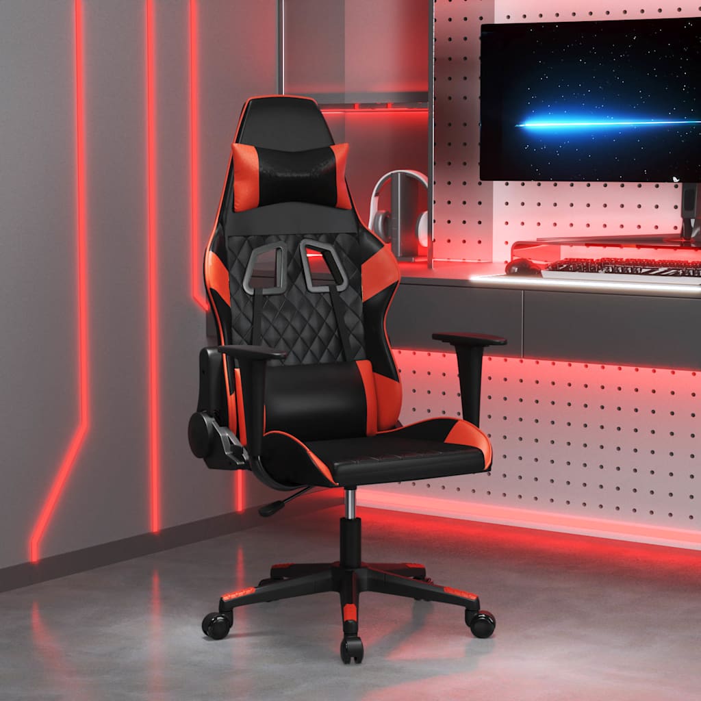 vidaXL Gamingstol med massage svart och r&ouml;d konstl&auml;der