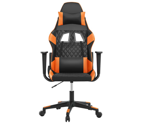 vidaXL Cadeira gaming massagens couro artificial preto e laranja