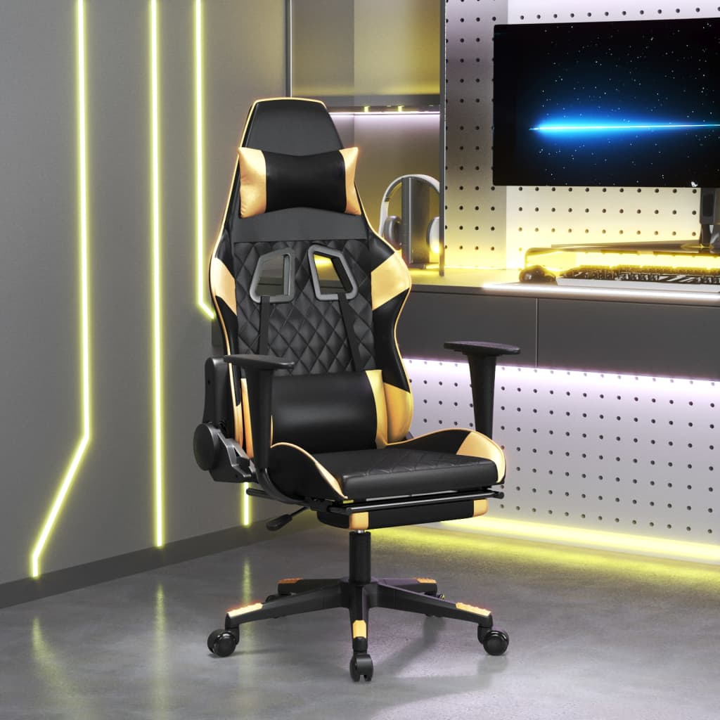 Gaming-Stuhl Schreibtischstuhl Chefsessel mit Massage & Fußstütze