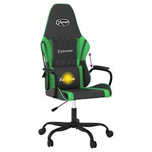 Masážní herní židle černá a zelená umělá kůže - obrázek 7