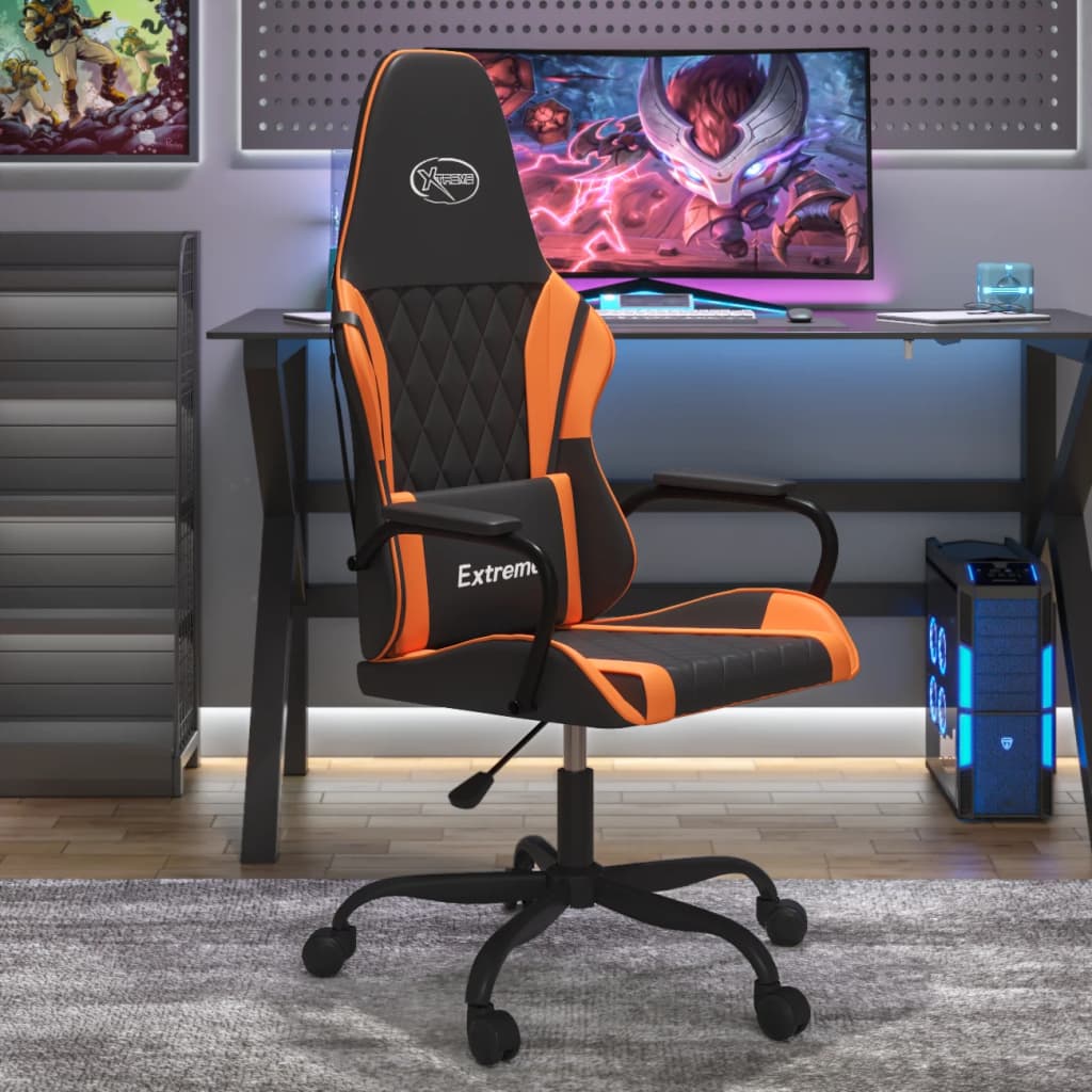 vidaXL Gaming-Stuhl mit Massagefunktion Schwarz und Orange Kunstleder