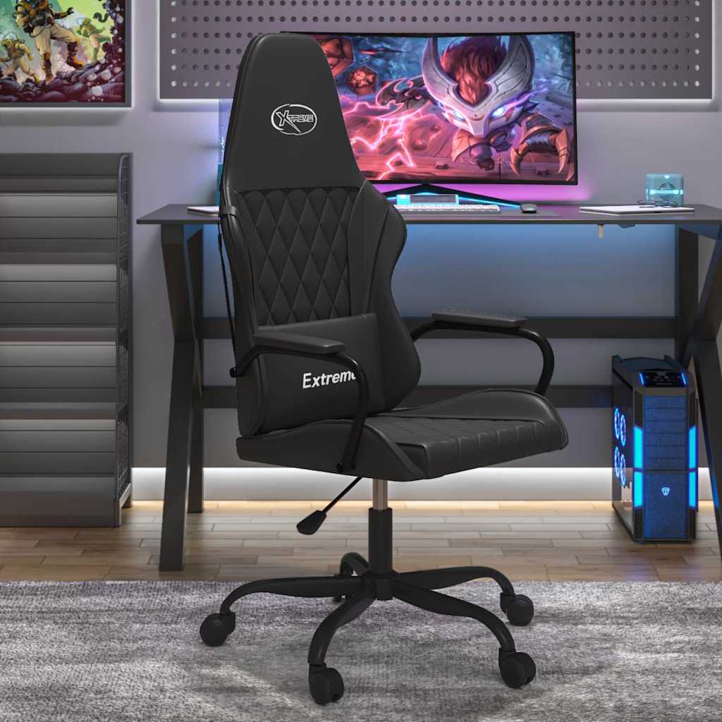 vidaXL Gamingstol med massage svart konstl&auml;der