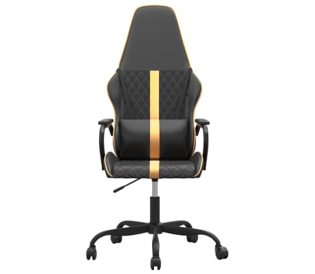vidaXL Sedia da Gaming Massaggiante Oro e Nero in Similpelle