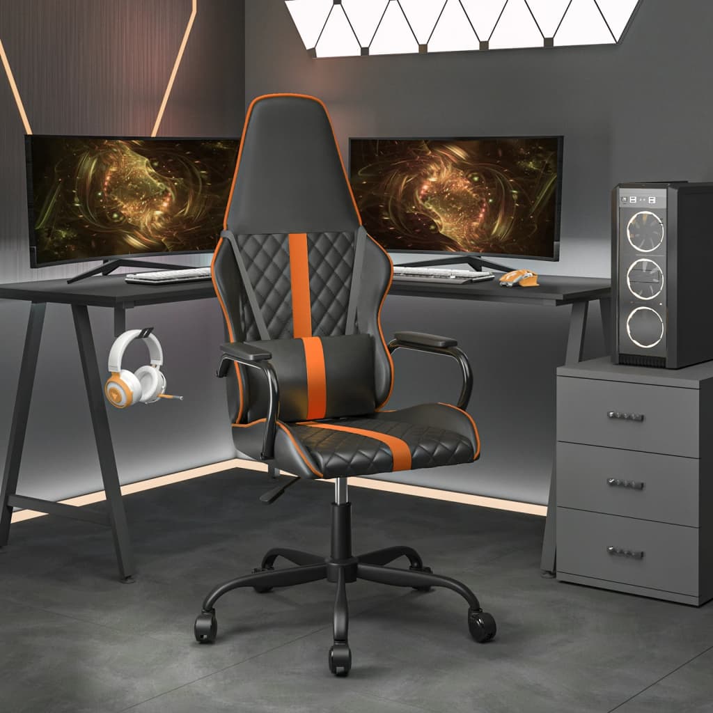 vidaXL gamingstol med massagefunktion kunstlæder sort og orange