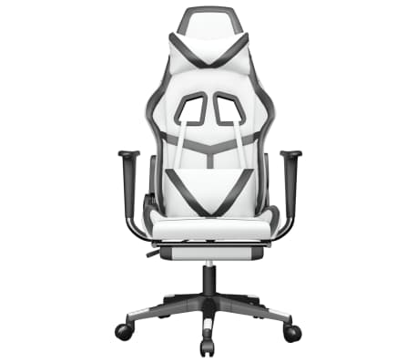 vidaXL Massasje-/gamingstol med fotstøtte hvit og svart kunstskinn