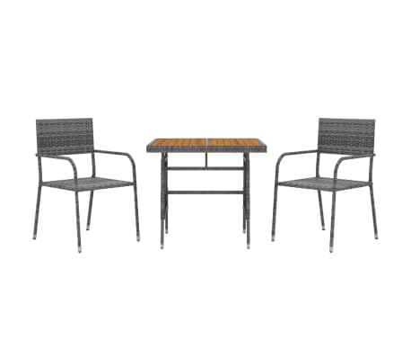 vidaXL Outdoor Dining Set | Grey | PE rattan, steel, solid acacia wood | Medium