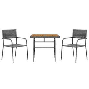 vidaXL Outdoor Dining Set | Grey | PE rattan, steel, solid acacia wood | Medium