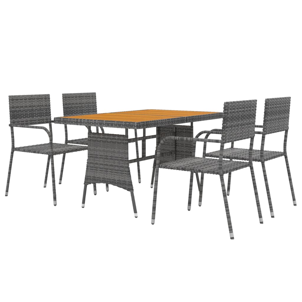 vidaXL 5-delige Tuinset poly rattan grijs afbeelding