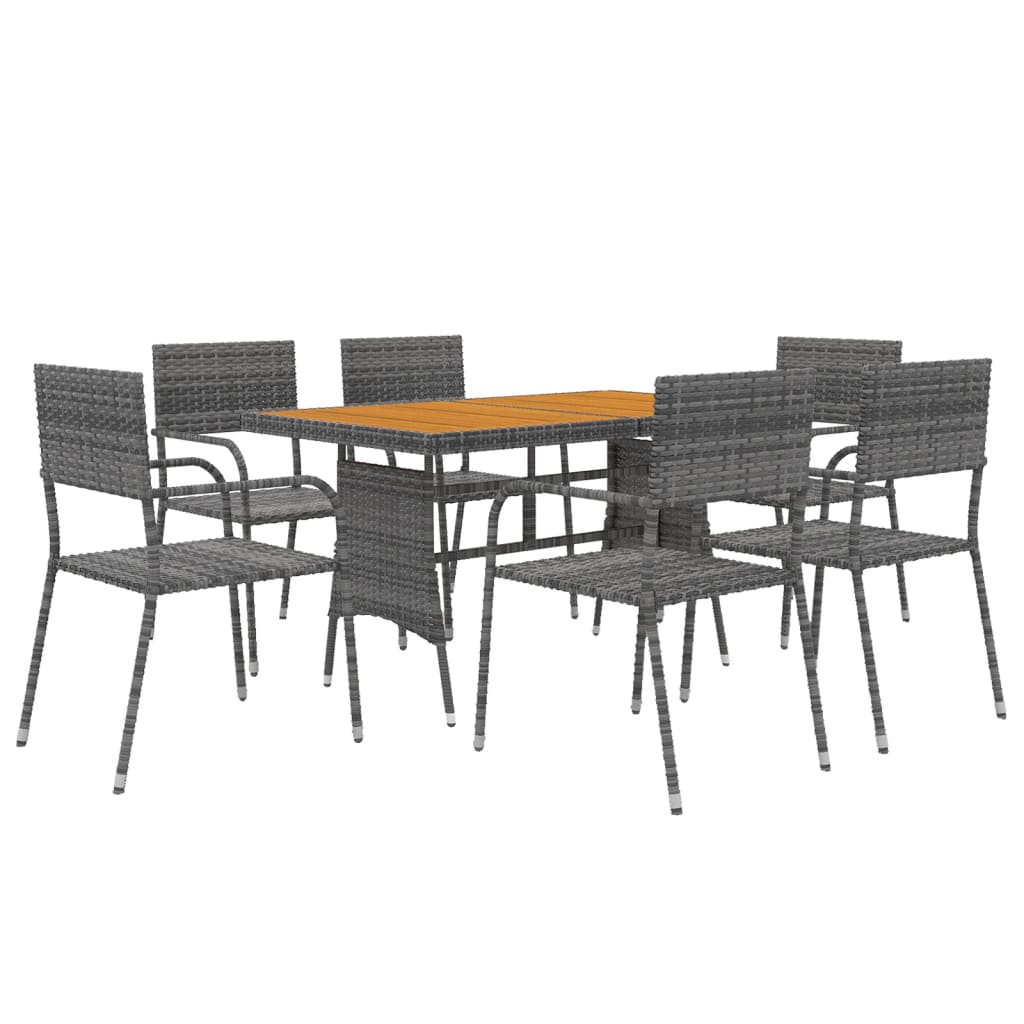 VidaXL Mobilier à Dîner D'extérieur 7 Pcs Résine Tressée Gris