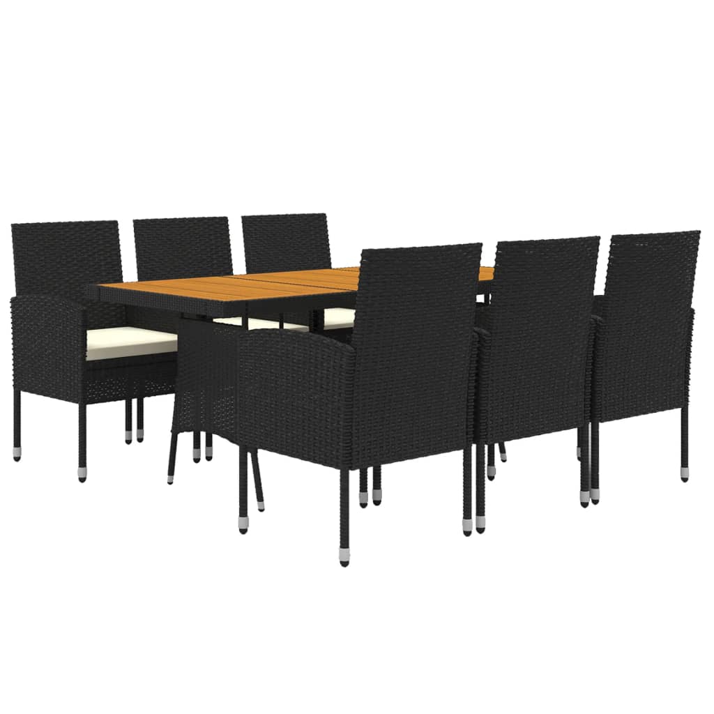 vidaXL 7-delige Tuinset poly rattan zwart afbeelding