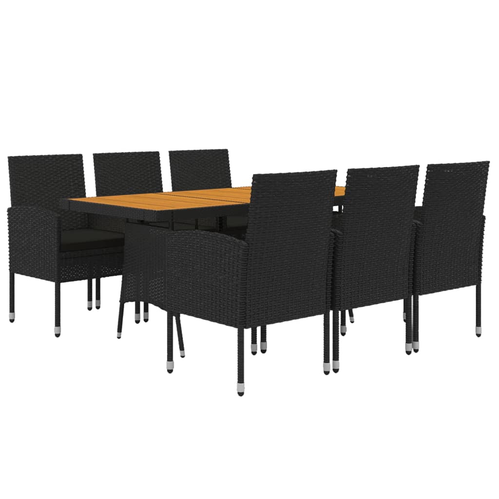 vidaXL 7 Piece Outdoor Dining Set Poly Rattan Black vidaXL.ae
