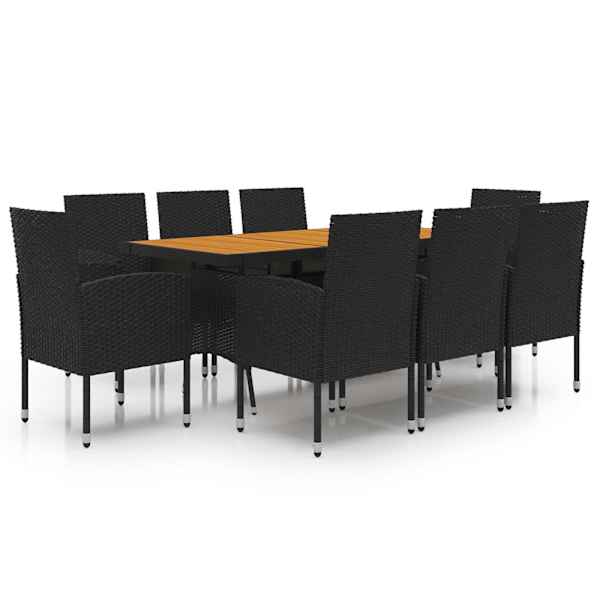 vidaXL 9-osaline aiam&ouml;&ouml;blikomplekt, pol&uuml;rotang, must