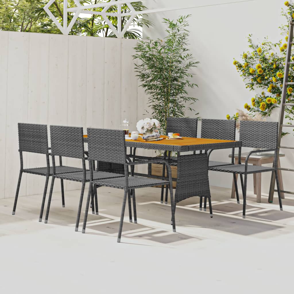 vidaXL Set de mobilier de exterior, 7 piese, gri, poliratan