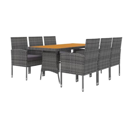 vidaXL 7-tlg. Garten-Essgruppe Poly Rattan Grau