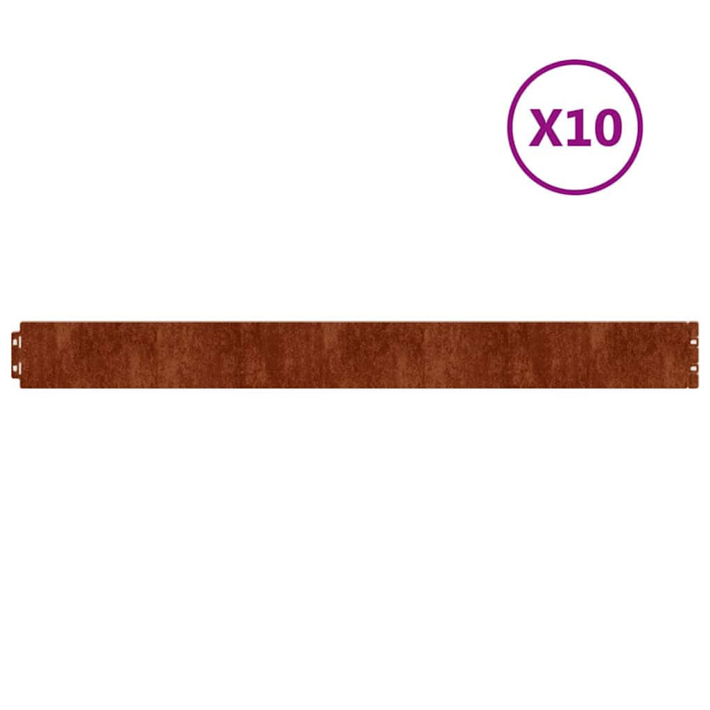 vidaXL Travní lemy 10 ks 10 x 103 cm flexibilní cortenová ocel