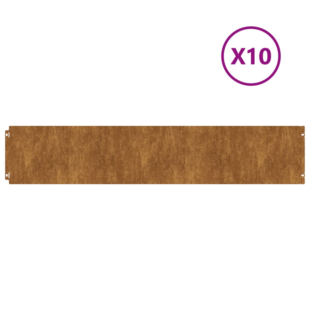 vidaXL Robniki za trato 10 kosov 20x103 cm prilagodljivi corten jeklo