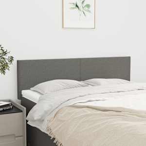 Čela postele 2 ks tmavě šedá 72 x 5 x 78/88 cm textil - obrázek 1