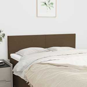 Čela postele 2 ks tmavě hnědá 72 x 5 x 78/88 cm textil - obrázek 1