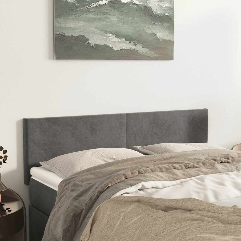 vidaXL sengegavle 144x5x78/88 cm fløjl mørkegrå