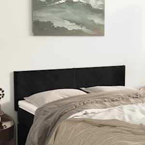 Čela postele 2 ks černá 72 x 5 x 78/88 cm samet - obrázek 1