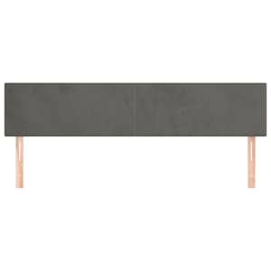 Čelo postele 2 ks tmavě šedé 80 x 5 x 78/88 cm samet - obrázek 3