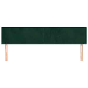 Čelo postele 2 ks tmavě zelené 80 x 5 x 78/88 cm samet - obrázek 3