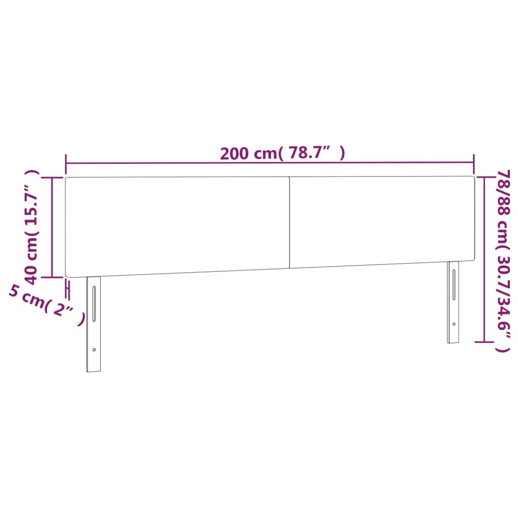 2 db fekete műbőr fejtámla 100x5x78/88 cm