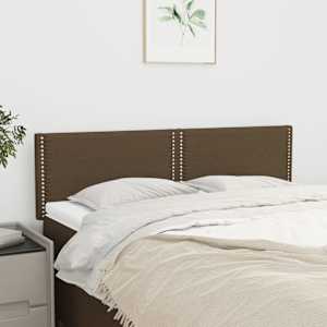 Čela postele 2 ks tmavě hnědá 72 x 5 x 78/88 cm textil - obrázek 1