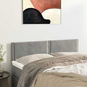 Čela postele 2 ks světle šedá 72 x 5 x 78/88 cm samet - obrázek 1