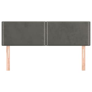 Čela postele 2 ks tmavě šedá 72 x 5 x 78/88 cm samet - obrázek 3