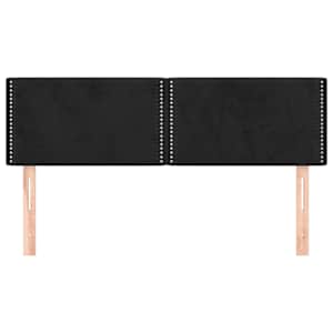 Čela postele 2 ks černá 72 x 5 x 78/88 cm samet - obrázek 3