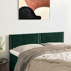 Čela postele 2 ks tmavě zelená 72 x 5 x 78/88 cm samet - obrázek 1