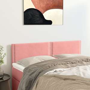Čelo postele 2 ks růžové 72x5x78/88 cm samet - obrázek 1