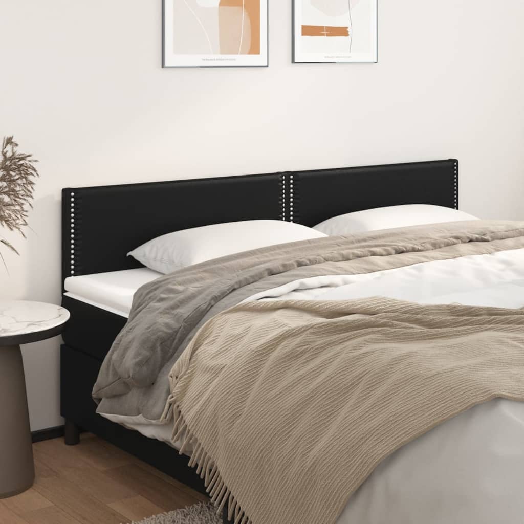 vidaXL Tăblii de pat, 2 buc, negru, 80x5x78/88 cm, piele ecologică