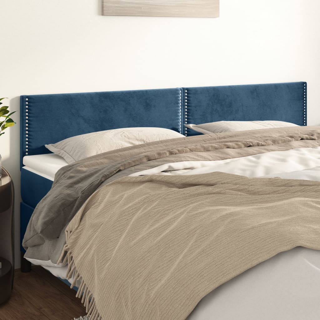 vidaXL Tăblii de pat, 2 buc, albastru închis, 80x5x78/88 cm, catifea (si imagine noua