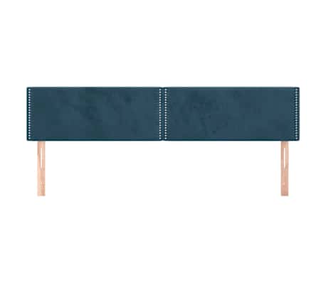 vidaXL gultas galvgaļi, tum&scaron;i zili, 180x5x78/88 cm, samts