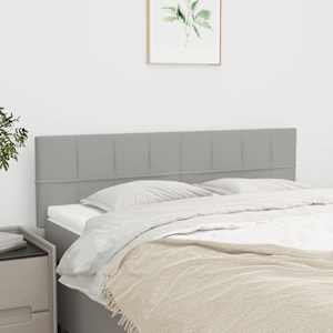 Čela postele 2 ks světle šedá 72 x 5 x 78/88 cm textil - obrázek 1