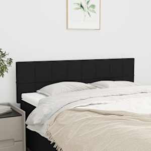 Čela postele 2 ks černá 72 x 5 x 78/88 cm textil - obrázek 1