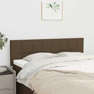 Čela postele 2 ks tmavě hnědá 72 x 5 x 78/88 cm textil - obrázek 1