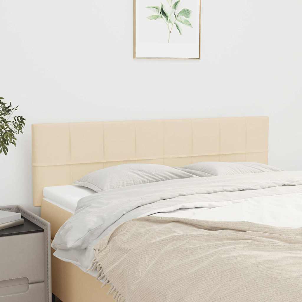 Polstret sengegavl i stof - 144 × 5 × 78/88 cm, creme