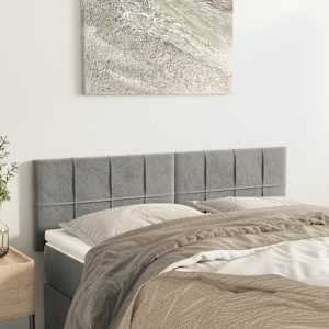 Čela postele 2 ks světle šedá 72 x 5 x 78/88 cm samet - obrázek 1