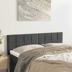Čela postele 2 ks tmavě šedá 72 x 5 x 78/88 cm samet - obrázek 1