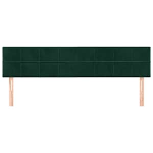 Čelo postele 2 ks tmavě zelené 80 x 5 x 78/88 cm samet - obrázek 3